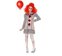 Smiffys Vintage Clown Lady Costume, Grey & Red (Size L)