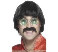 Smiffys Wig E Baffi Neri Liverpool Mersey Vintage Anni 1970 Disco