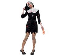 Smiffy's Costume Consorella Zombie Donna – Abito copricapo cintura collana con crocifisso – Nero S