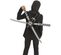 Smiffys Zaino Ninja Assassin, nero, con 2 spade da 72 cm, 2 pugnali e stella, adatto per 14+