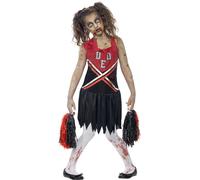Smiffys Zombie Cheerleader Costume, Red & Black (Size T)