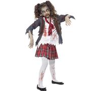 Smiffys Zombie School Girl Costume, Grey (Size L)