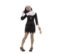 Smiffy's Costume Consorella Zombie Donna – Abito copricapo cintura collana con crocifisso – Nero S