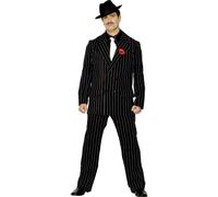 SMIFFYS Costume completo anni '40, uomo include giacca con rosa sul bavero, pantaloni, camicia e cravatta
