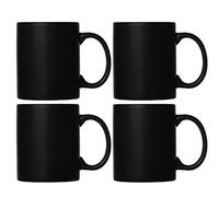Smilatte M010 tazze da caffè in porcellana nera opaca, tazza in ceramica classica da 320 ml con Hanlde per tè al latte cappuccino, confezione da 4