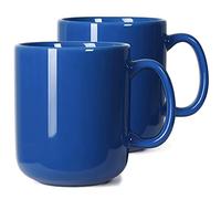 Smilatte M016 - Tazza da caffè grande, in ceramica, con manico, 2 pezzi, 2 pezzi, colore: blu