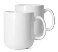 Smilatte Tazza da caffè grande da 590 ml, M016, in ceramica, tinta unita, con manico, per papà, uomini, set da 2, bianco