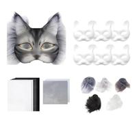 Smilbaley Therian Mask Set, Set Di Maschere Da Gatti, Set Per Maschere Fai Da Te, Include 6 Maschere In Bianco, Pelliccia Sintetica, Rete Per Gli Occhi e Feltro, Ideali Per Halloween, Cosplay
