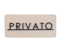 Smile BB- Targa Privato in Plexiglass e Legno Adhesiva - Dimensioni 19,5x8,5 cm Targhetta per porta Privato