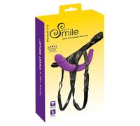 SMILE - Doppio Dildo Con Imbracatura Regolabile (Viola-Nero)