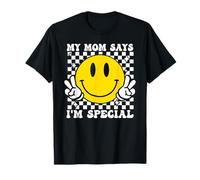 Smile Face My Mom Dice Che Sono Speciale per Figli e Figlie Maglietta