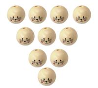 Smile Face Wooden Beads, Wooden Round Beads | Beaads Natural Round Beeads, Crafty Creations Cat Head Beeads Bracelets Woooden Beaads Log Color