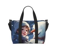 Smile Gaze - Borsa da viaggio con stampa pupazzo di neve, borsa a tracolla con cerniera, borsa casual per viaggi nel fine settimana e shopping in palestra, Nero , Taglia unica, Borsa da viaggio