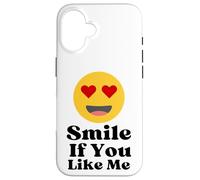 Smile If You Like Me, motivo a forma di cuore con occhi a forma di cuore, per un divertimento provocante Custodia per iPhone 16