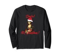 Smile! It's Christmas Mona Lisa Babbo Natale Cappello Meme Maglia a Manica