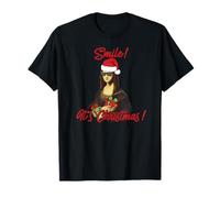 Smile! It's Christmas Mona Lisa Babbo Natale Cappello Meme Maglietta