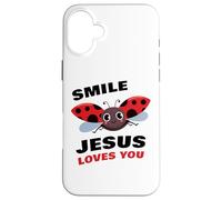 Smile Jesus Loves You - Cute Ladybug Christian Faith Cartoon Custodia per iPhone 16 Plus