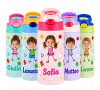 Smile lab Borraccia Personalizzata per Bambini con Nome e Foto