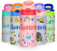Smile lab Borraccia Personalizzata per Bambini con Nome e Foto | Borraccia Termica Bambini con Cannuccia e Un’icona, Senza BPA, Antigoccia, Regali Personalizzati per Asilo, Scuola e Outdoor