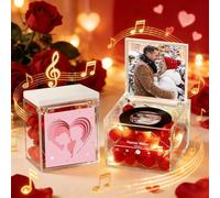 Smile lab Carillon Personalizzato con Foto Music Box Personalizzato con Luce e Canzone Mini Giradischi Vinili Idee Regalo Donna Regalo San Valentino per Lui e Lei Compleanno Anniversario di Coppia