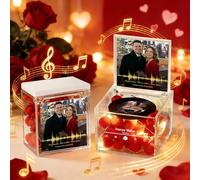 Smile lab Carillon Personalizzato con Foto Music Box Personalizzato con Luce e Canzone Mini Giradischi Vinili Idee Regalo Donna Regalo San Valentino per Lui e Lei Compleanno Anniversario di Coppia
