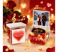 Smile lab Carillon Personalizzato con Foto Music Box Personalizzato con Luce e Canzone Mini Giradischi Vinili Idee Regalo Donna Regalo San Valentino per Lui e Lei Compleanno Anniversario di Coppia