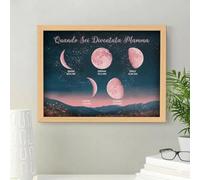 Smile lab Cornice Personalizzata con Fasi Lunari Regalo Festa Della Mamma Quadro Moderno Personalizzato con Nomi Data di Nascita Idee Regali Donna Compleanno Festa Mamma Originali (Luna Rosa)