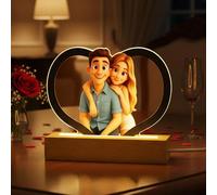 Smile lab Lampada Personalizzata con Foto, Elegante Lampada LED 3D in Acrilico in Stile Cartone Animato, Regali San Valentino per Lui e Lei, Regali personalizzabili per Coppia, Fidanzata e Amici