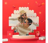 Smile lab Mattoncini costruzione personalizzati con foto, Puzzle di blocchi personalizzati, Immagine a forma di Arrotondato, Regali di San Valentino personalizzati per lui, lei, coppie