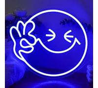 Smile Luce al neon per decorazione da parete con luce LED alimentata tramite USB, per casa, camera da letto, bar, festa di compleanno (blu)