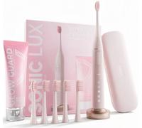 SMILE NOVA Sonic Lux Spazzolino elettrico rosa - Spazzolino elettrico sonico ricaricabile di lusso con dentifricio sbiancante GlowGuard Nano-idrossiapatite e 6 testine