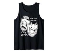 Smile Now Cry Later Angelo Diavolo Felice Triste Vintage Cartone Animato Canotta