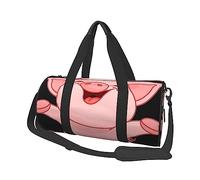 Smile Pink Pig - Borsone rotondo da viaggio, con stampa di maiale rosa, borsa da palestra, borsa da allenamento, nera, taglia unica, Nero , Taglia unica