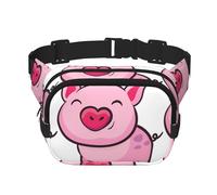 Smile Pink Pig - Marsupio unisex regolabile a doppio strato, quadrato, per attività all'aperto, viaggi, corsa, escursionismo, Nero , Taglia unica