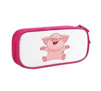 Smile rosa maiale stampato matita sacchetto trucco portagioie scatola portatile da viaggio portagioie nero, rosa, Taglia unica, Astuccio portamatite