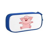 Smile rosa maiale stampato matita sacchetto trucco portagioie scatola portatile da viaggio portagioie nero, Blu, Taglia unica, Astuccio portamatite