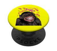 Smile! Smiling chimpanzee with braces Funny Humor PopSockets PopGrip Adesivo
