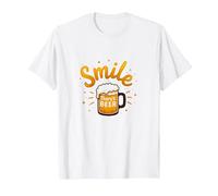Smile There's Beer: Fun Brew Lovers - Stampa Artistica Maglietta, Uomo, Bianco, 6XL