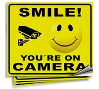Smile you' re on camera adesivo, colore: Nero giallo Reflective Yellow 7x6 Inches