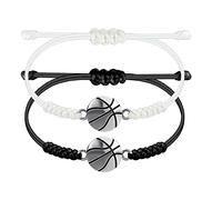 SmileBelle Braccialetto da basket per ragazzi come regalo di basket, 2 braccialetti da basket per ragazze regalo per gli amanti del basket, gioielli da basket per regali della squadra di basket, senza