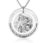 Smileface - Collana personalizzata con foto a forma di pandante, per uomo, donna, ragazza, idea regalo, con incisione e scritta e Argento, colore: Argento