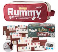 Smilejoy Rummy Cube Edizione per 6 giocatori, set da viaggio a grandezza naturale, con borsa da viaggio in tela portatile, classico gioco da tavolo per adulti e bambini, 160 piastrelle, 6 scaffali da