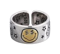 Smiles Face Star Dices anelli di apertura formato regolabile gioielli alla moda per abiti alla moda ed eleganti gioielli retrò, Misura unica, come descritto, come descritto
