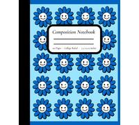 Smiles in Bloom: Blue Flower Faces Composition Notebook - 7.5" x 9.25", 110 College-Ruled Pages, Matte Cover