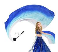 Smileshiney Velo di seta multicolore Poi, velo di seta per danza del ventre, velo di seta Poi Streamer, elegante danza del ventre, velo in seta graduale