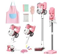 SMILESSKIDDO Aspirapolvere 3 in 1 per bambini che funziona davvero, include 3 ugelli, grembiule, panno per la pulizia, spolverino e perla colorati, giocattoli per la pulizia del gioco