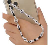 Smiley Face - Braccialetto per cellulare, con perline e cordino, design bohémien, anti--Lost