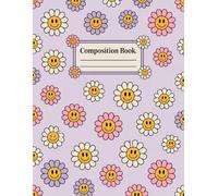 Smiley Faces Aesthetic Preppy Composition Notebook: 120 Pages Composition Book, with Linework Cover Design, suitable for Drawing, School Notes, Ideas, ... Linework Cover Design, suitable for Drawin