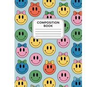 Smiley Faces Aesthetic Preppy Composition Notebook: 120 Pages, with Illustration Cover Design, suitable for Drawing, School Notes, Journaling, Kids, ... Design, suitable for Drawing, School Note