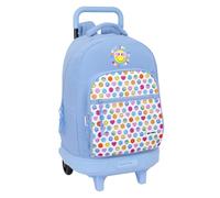 SMILEY WORLD JOYFUL - Zaino grande con ruote, compatto, rimovibile, ideale per bambini di diverse età, comodo e versatile, qualità e resistenza, 33 x 22 x 45 cm, Blu chiaro/Multicolore, M, Casual